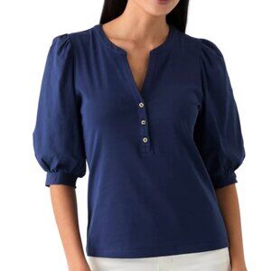 👗 Lilly Pulitzer Ronson Silk Top XS | Low Tide Navy Split V-Neck | Worn 1x 👗